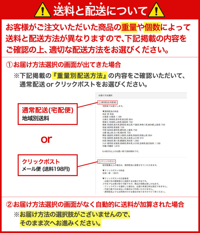 送料、配送について