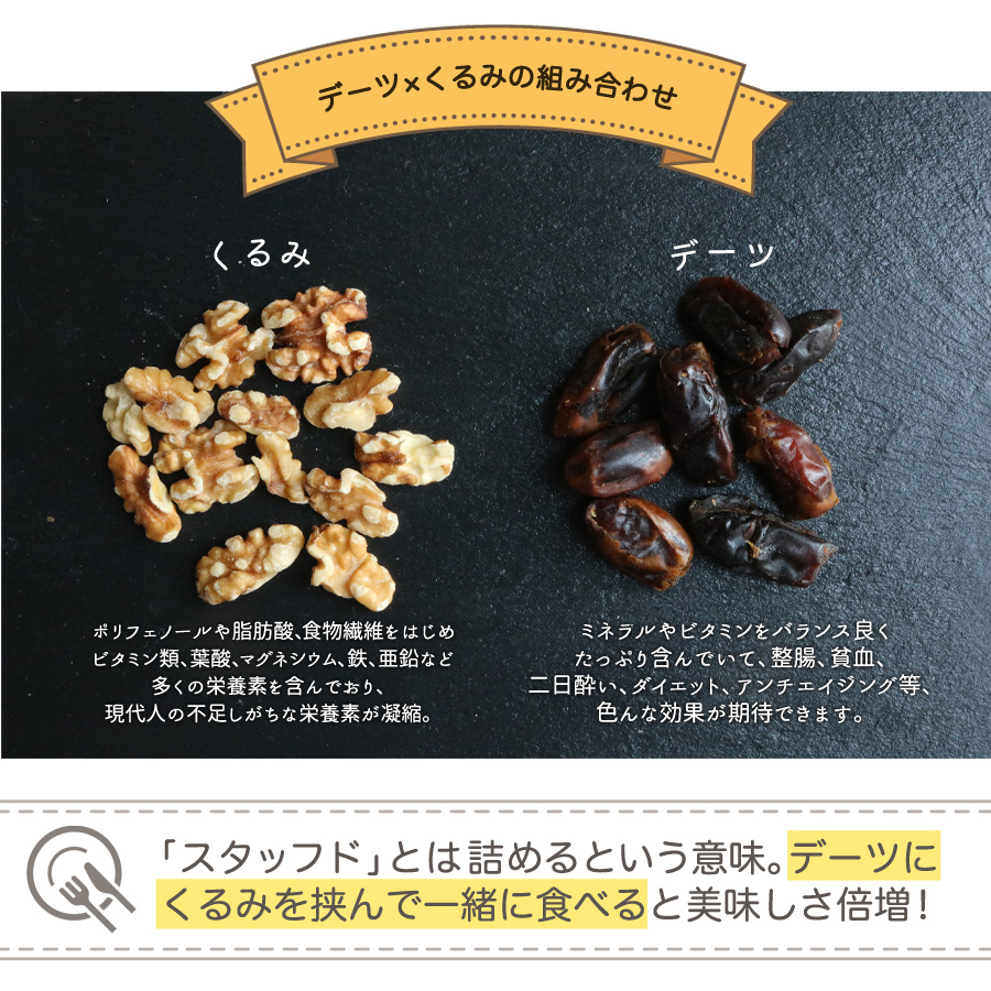 スタッフド デーツ くるみ　無添加 80ｇ